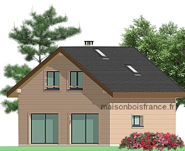 exemple maison bois 100 M2 ossature massif 4 chambres kit