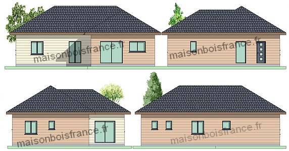 maison 3 chambres bureau 100m2 en L