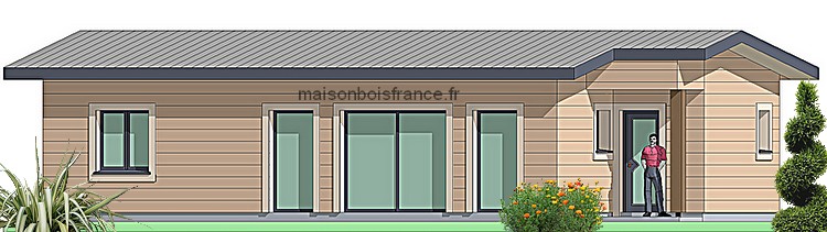 maison bois en kit 2 ou 3 chambres plain pied