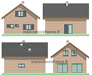 modèle maison en bois 4 chambres 100 M2