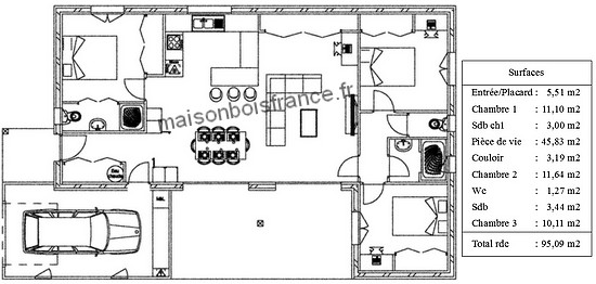 plan maison bois 3 chambres garage plain pied